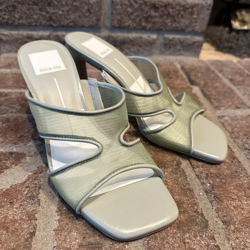 Dolce Vita Womens Sandals Green Mesh Open-Toe Slide Square Toe Size 6 #498